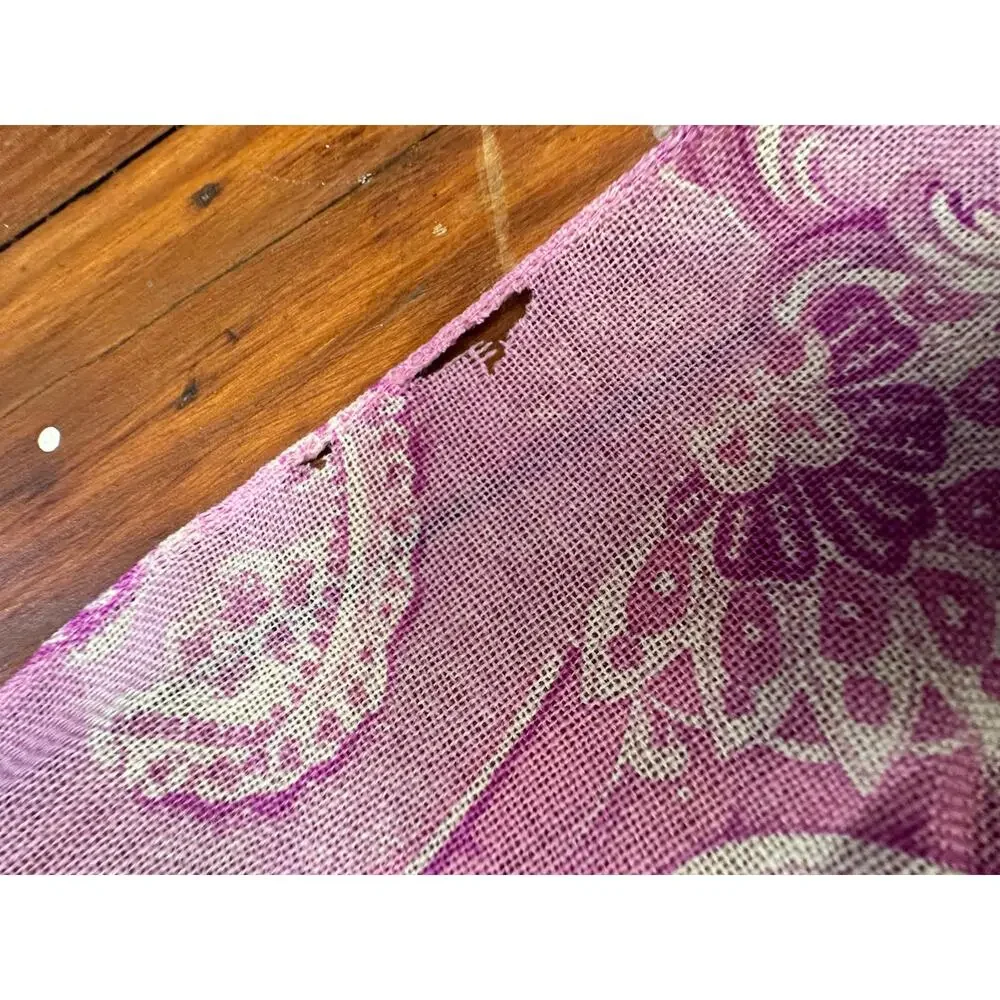 Unbranded Vintage Pink Paisley 100% Wool Sheer Western Scarf Wrap